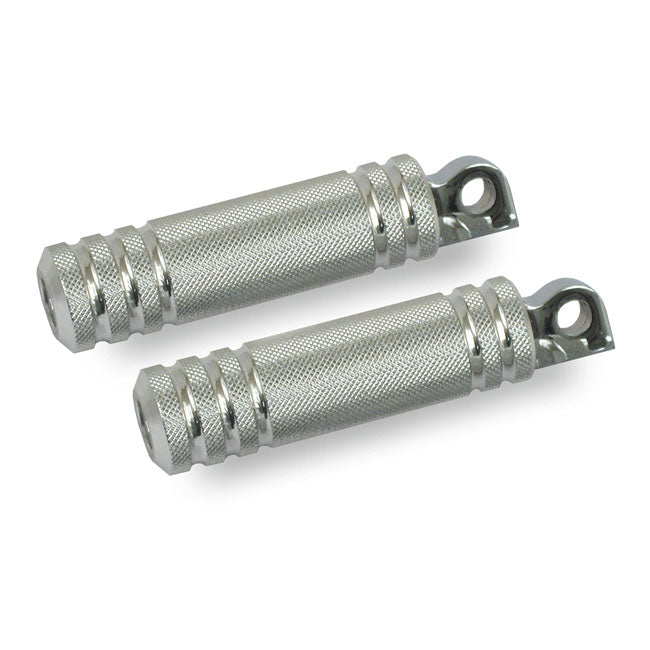 Knurled Aluminum Foot Pegs. Small Diameter. Polished Footpegs Mcs