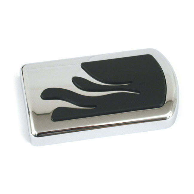 Brake Pedal Pad, Flame. Chrome Brake Pedal Pads Mcs