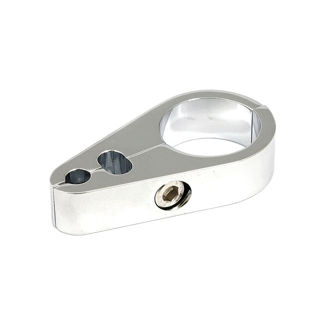 2 Piece Frame Cable Clamp. Throttle/Idle/Brake. Chrome Cable Clamps Mcs