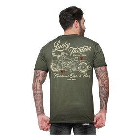 Lucky 13 Vintage Iron T Shirt Retro Green T-Shirt Lucky 13