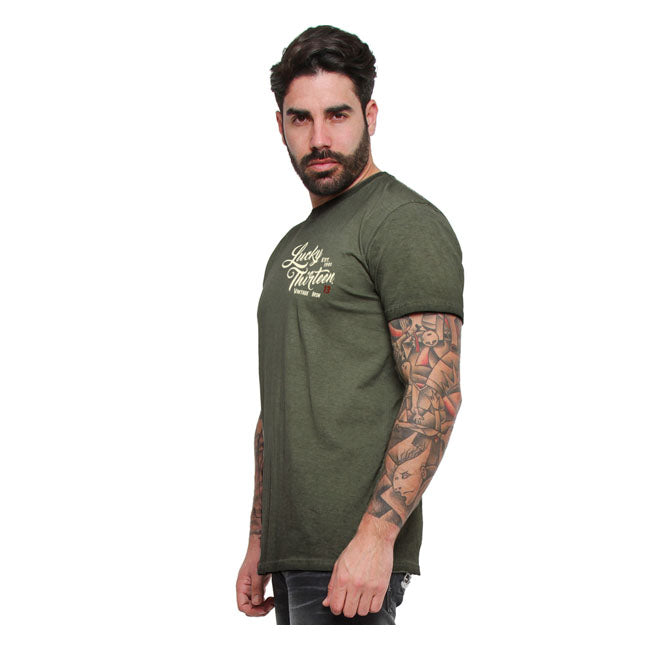 Lucky 13 Vintage Iron T Shirt Retro Green T-Shirt Lucky 13