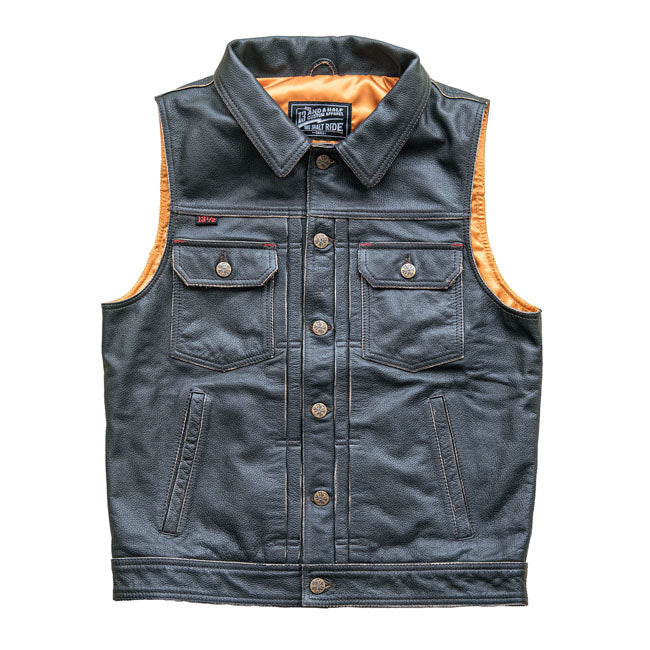 13 1/2 Blood Moon leather vest black VESTS 13 And A Half Company