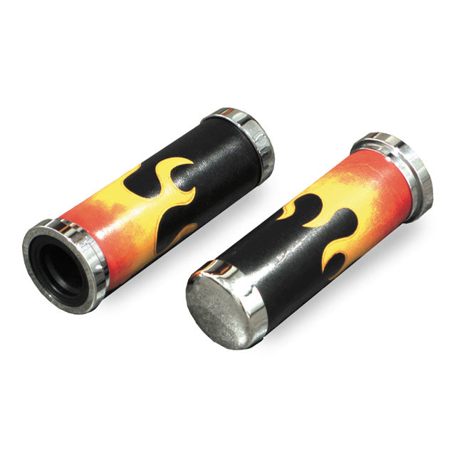 Handlebar grip set, Flamed leather cushion GRIPS Mcs