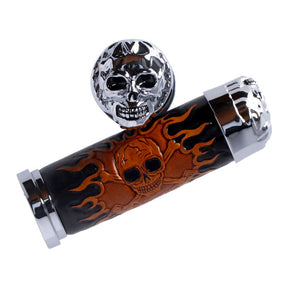 Handlebar Grip Set, Cushion Skull Leather Grips Mcs