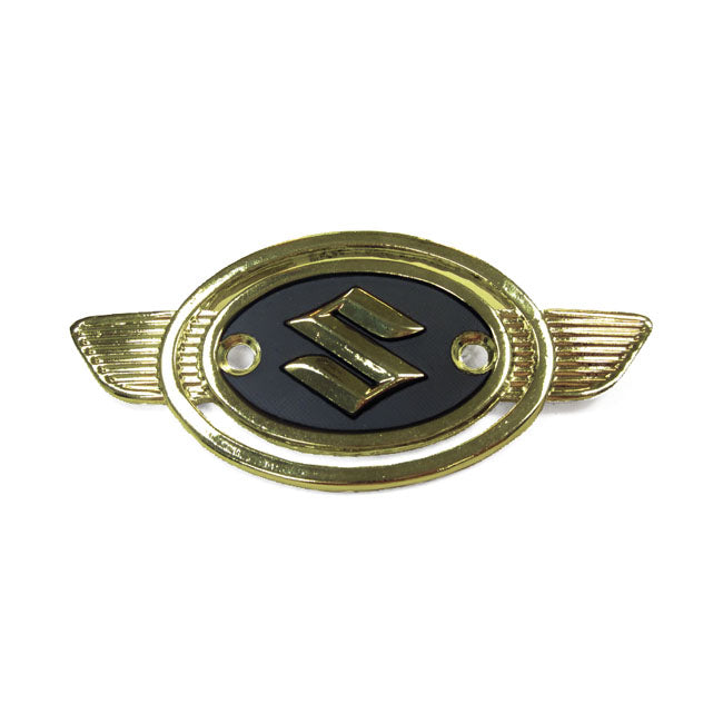 Suzuki Fuel Tank Emblem, Gold/Black Bike Emblems Mcs