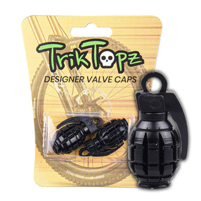 Trik Topz, Hand Grenade valve caps. Black TIRE VALVE STEMS AND CAPS Trik Topz