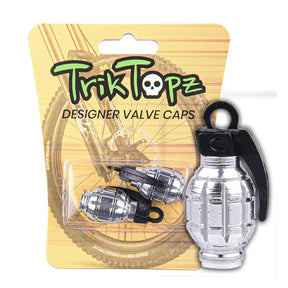 Trik Topz, Hand Grenade valve caps. Chrome TIRE VALVE STEMS AND CAPS Trik Topz