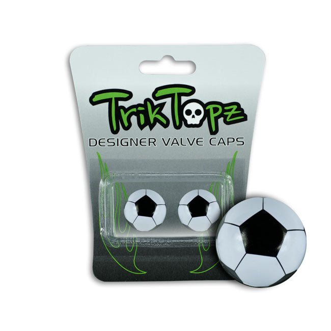 Trik Topz, Soccer Ball valve caps. Black TIRE VALVE STEMS AND CAPS Trik Topz