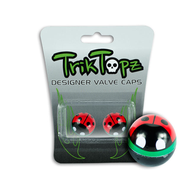 Trik Topz, Lady bug valve caps. Red TIRE VALVE STEMS AND CAPS Trik Topz