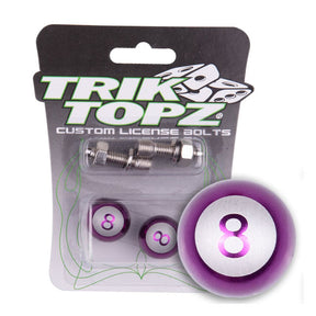 Trik Topz, Eight Ball license plate mounts. Purple LICENSE PLATE MOUNT SETS Trik Topz