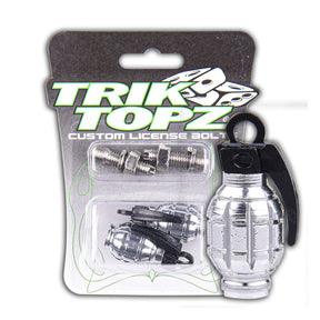 Trik Topz, Hand Grenade license plate mounts. Chrome LICENSE PLATE MOUNT SETS Trik Topz