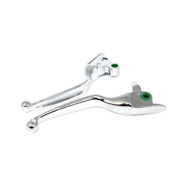 Handlebar Lever Kit Wide Blade, Grooved. Chrome Handlebar Lever Sets Mcs
