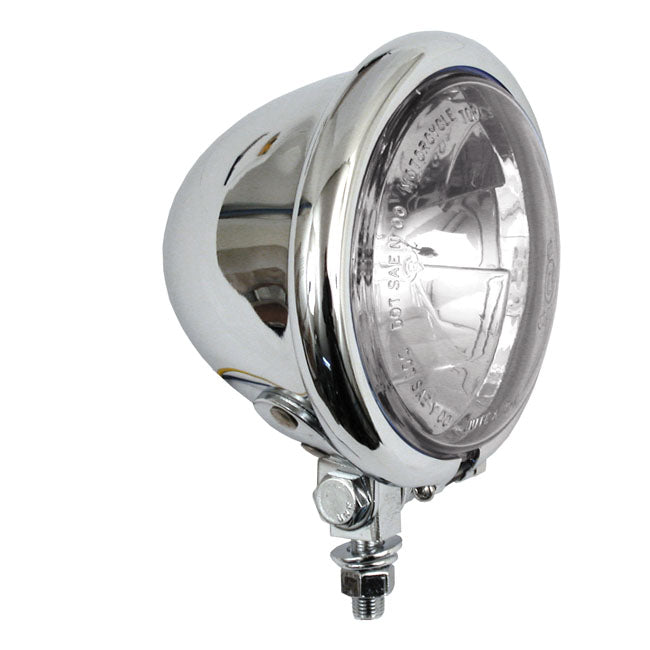 4 1/2" H3 Bates Style Spotlamp. Chrome. Clear Lens Spotlamps Mcs
