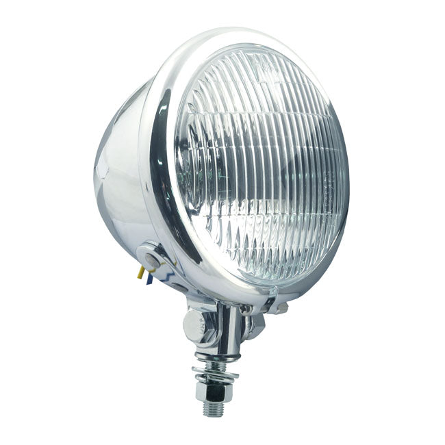 4 1/2" H3 Bates Style Fog Lamp. Chrome. Ribbed Lens Spotlamps Mcs