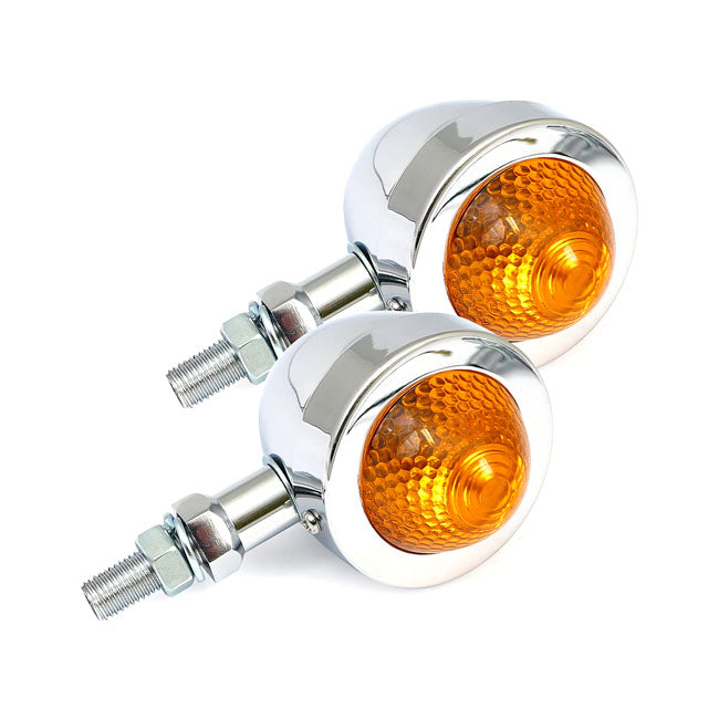 Bullet Turn Signals, Pointed Lens. Chrome Turn Signals Mcs