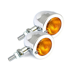Bullet Turn Signals, Flat Lens. Chrome Turn Signals Mcs