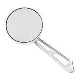 Mini Round Aluminum Mirror. Chrome, Short Stem, L&R Mirrors Mcs