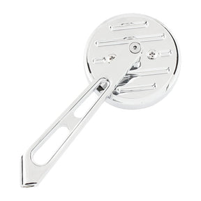 Mini Round Aluminum Mirror. Chrome, Short Stem, L&R Mirrors Mcs