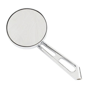 Mini Round Aluminum Mirror. Chrome, Short Stem, L&R Mirrors Mcs