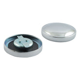 Gas Cap Set, Late Style. Chrome Gas Cap Mcs