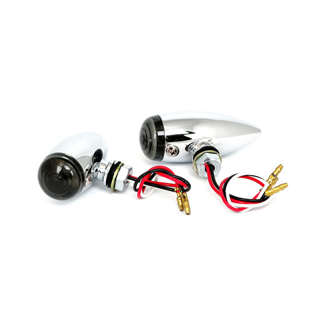 Micro Bullet Led Taillight Set. Chrome. Smoke Lens Taillights Mcs