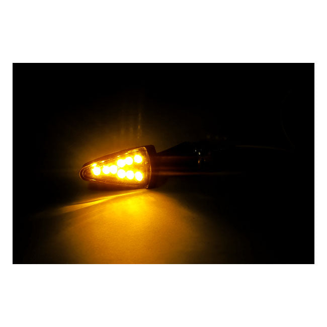 Black Peak, Led Turn Signals. Black. Clear Lens Turn Signals Mcs