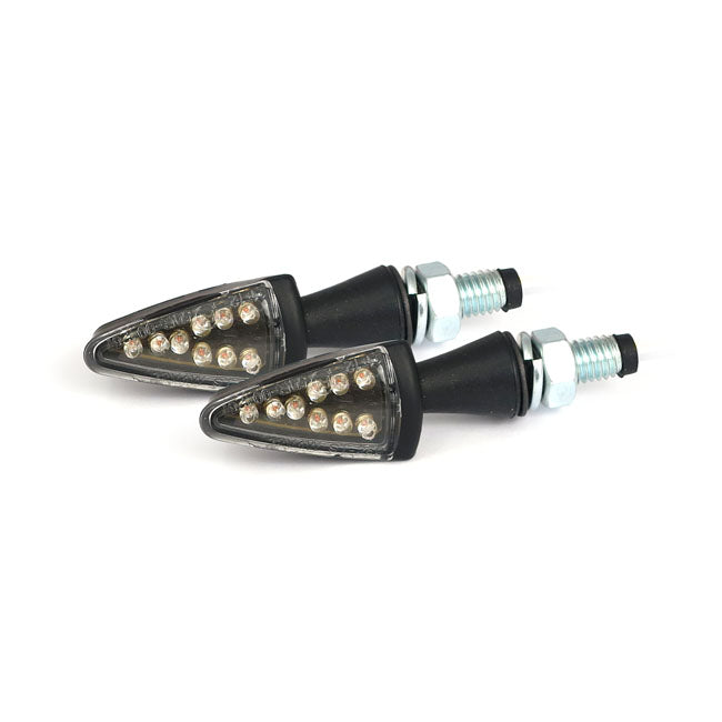 Black Peak, Led Turn Signals. Black. Clear Lens Turn Signals Mcs
