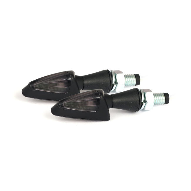 Black Peak, Led Turn Signals. Black. Smoke Lens Turn Signals Mcs