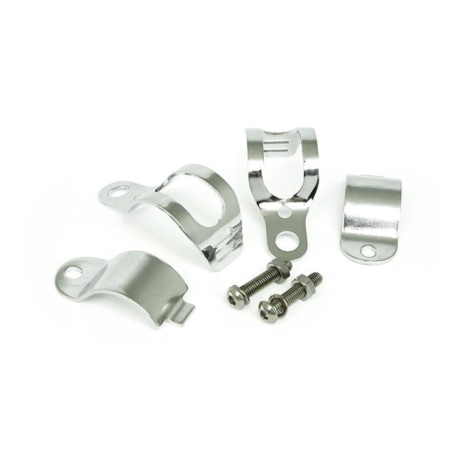 Roper, Turn Signal Fork Mount Kit. 30 45mm. Chrome Headlamp Brackets Mcs