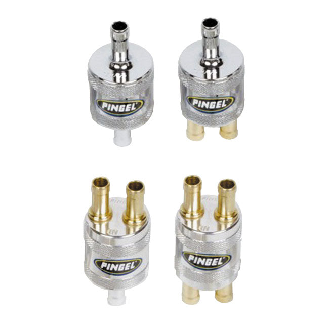 Pingel, 5/16 fuel filter 1-in / 1-out. Chrome Fuel Filter Pingel