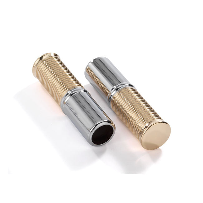 Fl 1" Handlebar Grip Set Internal Throttle,Polished Aluminium & Brass Grips Kustom Tech Default Title