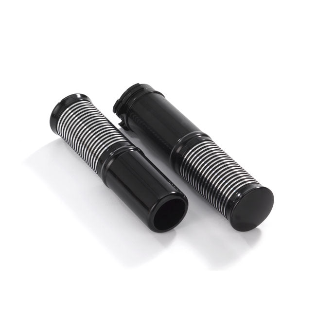 Fl 1" Handlebar Grip Set, Black Anodized Contrast Cut Grips Kustom Tech
