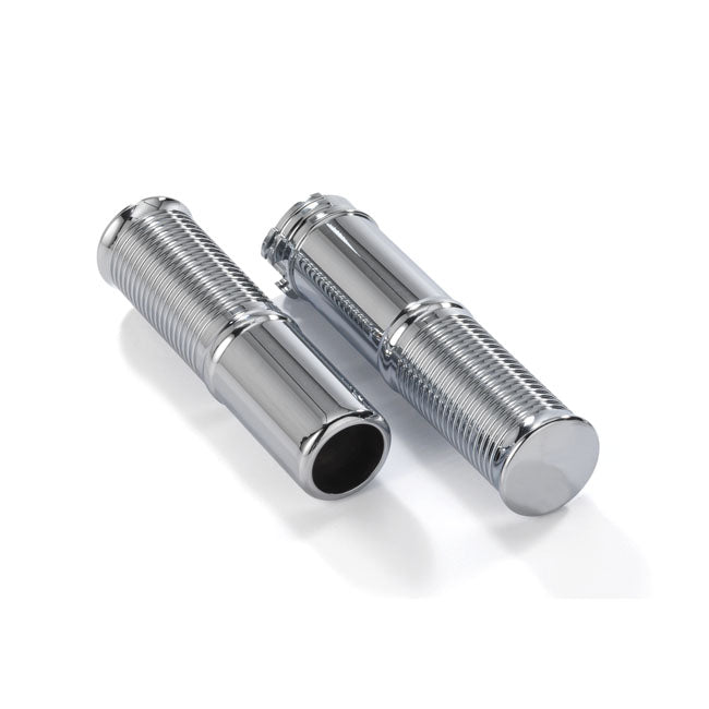 Fl 1" Handlebar Grip Set, Chromed Aluminum Grips Kustom Tech Default Title