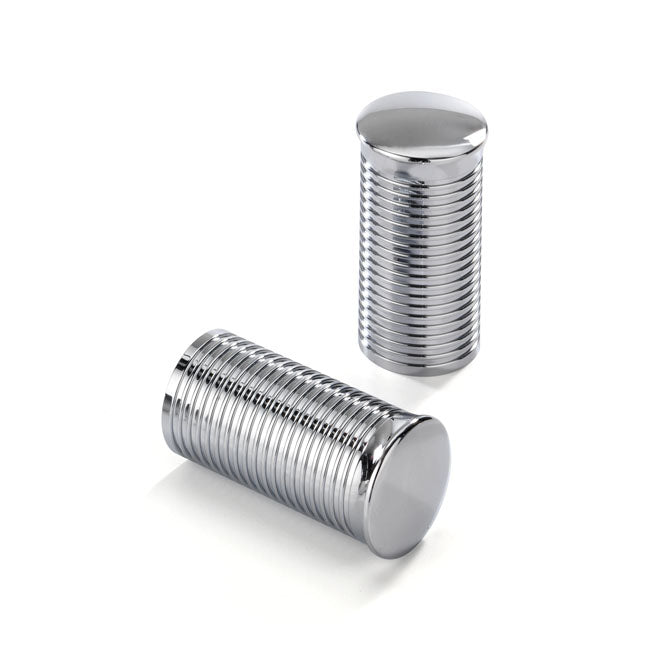 Kustom Tech Fl 1" Handlebar Grip Ends Ribbed, Polished Aluminium Grips Kustom Tech