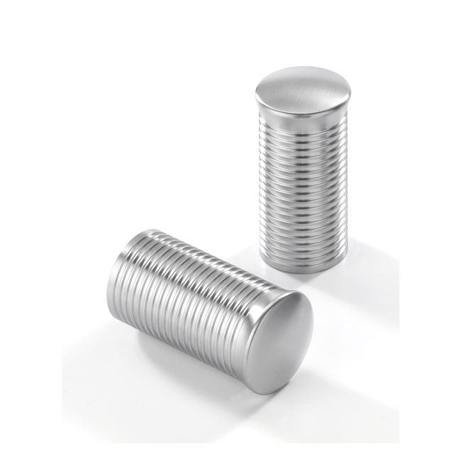 Fl 1" Handlebar Grip Ends Ribbed, Satin Aluminum Grips Kustom Tech Default Title