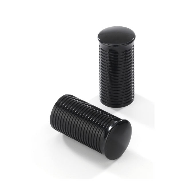 Fl 1" Handlebar Grip Ends Ribbed, Black Aluminum Grips Kustom Tech Default Title