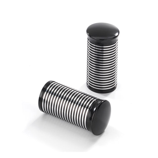 Fl 1" Handlebar Grip Ends Ribbed, Black Anodized Contrast Cut Grips Kustom Tech Default Title