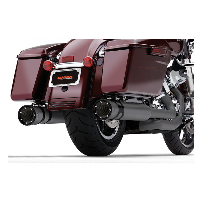 Cobra, 4" Race Pro slip-on mufflers. Black EXHAUST SLIP-ONS AND MUFFLERS Cobra