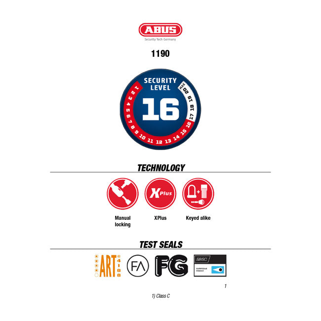 Abus, 1190/120 Lock & Chain Set Chain Lock Abus Default Title
