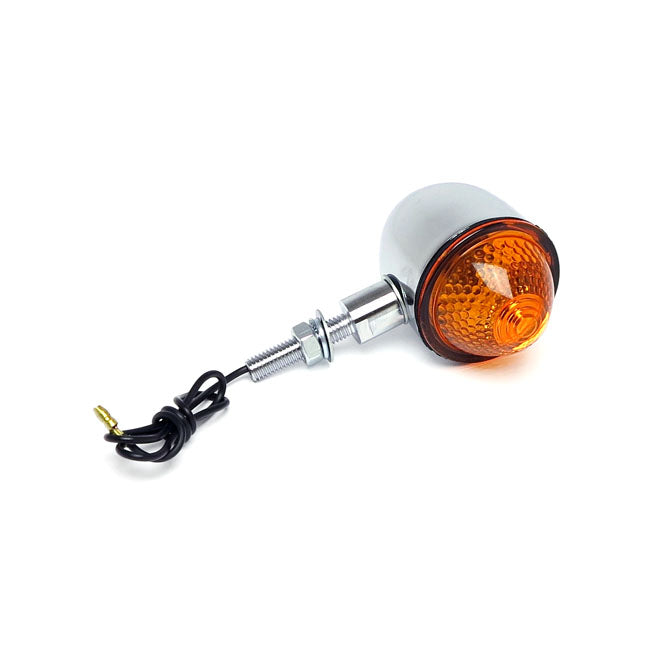 Mini Bullet Lights, Chrome. Amber Lens Turn Signals Mcs