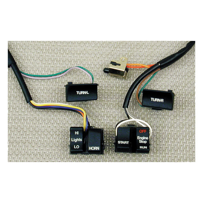 Handlebar Wire & Switch Kit. Black Switches Wiring Kit Mcs