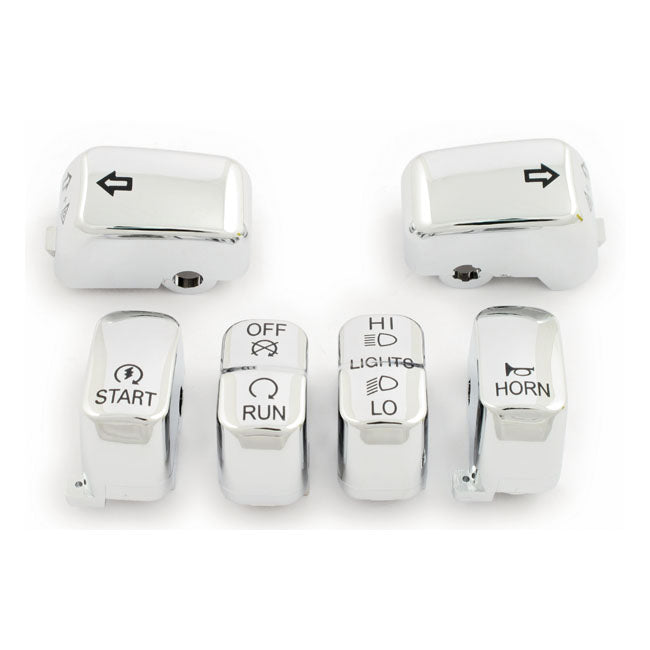 Handlebar Switch Cap Kit, Chrome Switches Handlebar Mcs