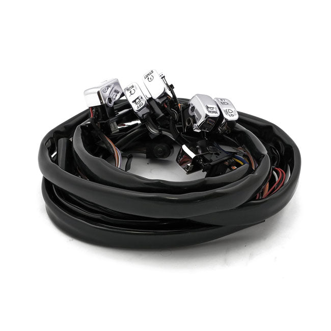 Handlebar Switch & Wiring Kit. Standard. Led. Chrome Harness & Switch Kits Mcs