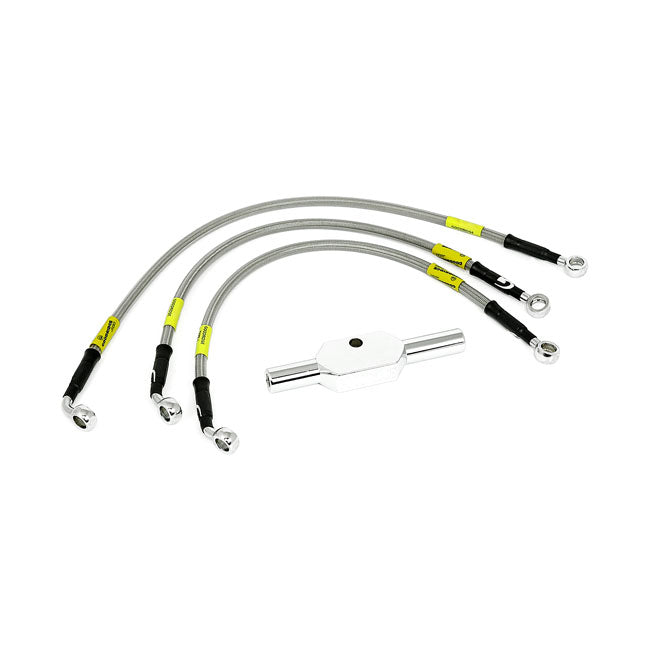 MCS by Goodridge brake line front, stainless clear coated BRAKE LINES Mcs