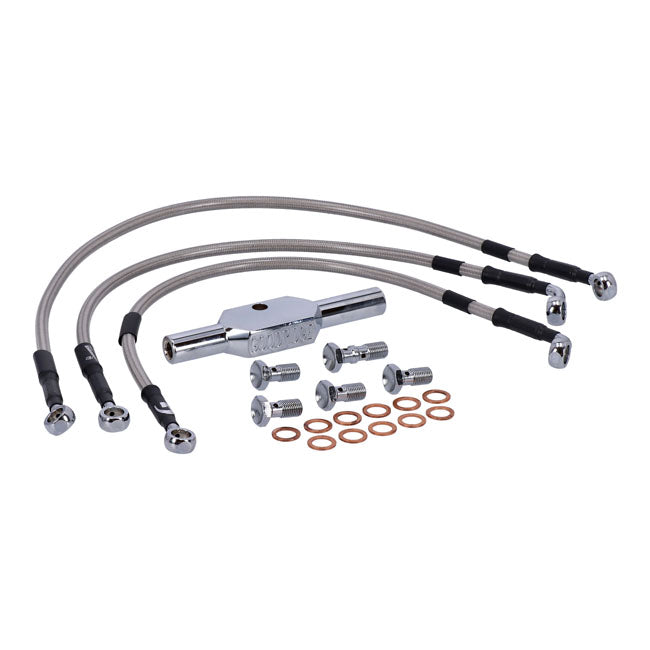 MCS by Goodridge brake line front, stainless clear coated BRAKE LINES Mcs