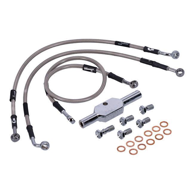 MCS by Goodridge brake line front, stainless clear coated BRAKE LINES Mcs