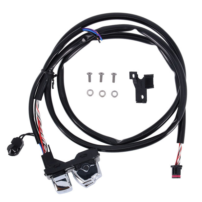 Handlebar Switch & Wiring Kit, Clutch Side. Black Switches Handlebar Mcs