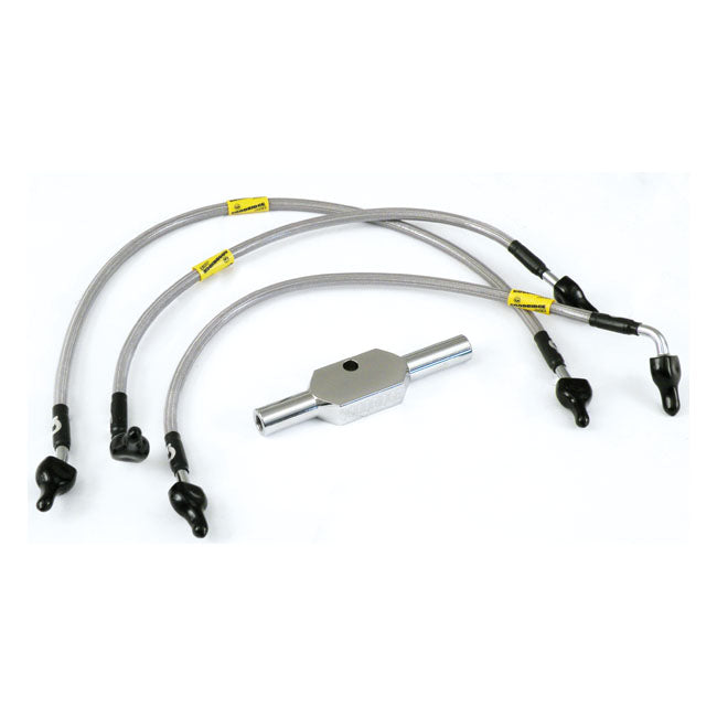 MCS by Goodridge brake line front, stainless clear coated BRAKE LINES Mcs