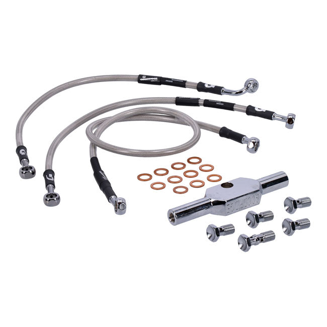MCS by Goodridge brake line front, stainless clear coated BRAKE LINES Mcs