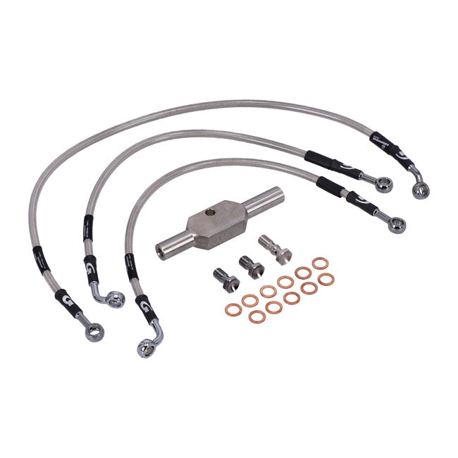 MCS by Goodridge brake line front, stainless clear coated BRAKE LINES Mcs
